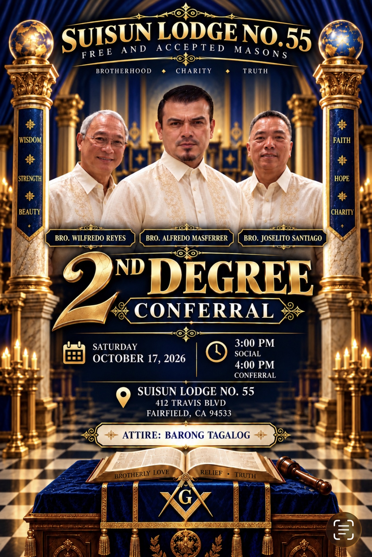 2nd Degree Conferral — Bro. Alfredo, Bro. Wilfredo & Bro. Joselito flyer