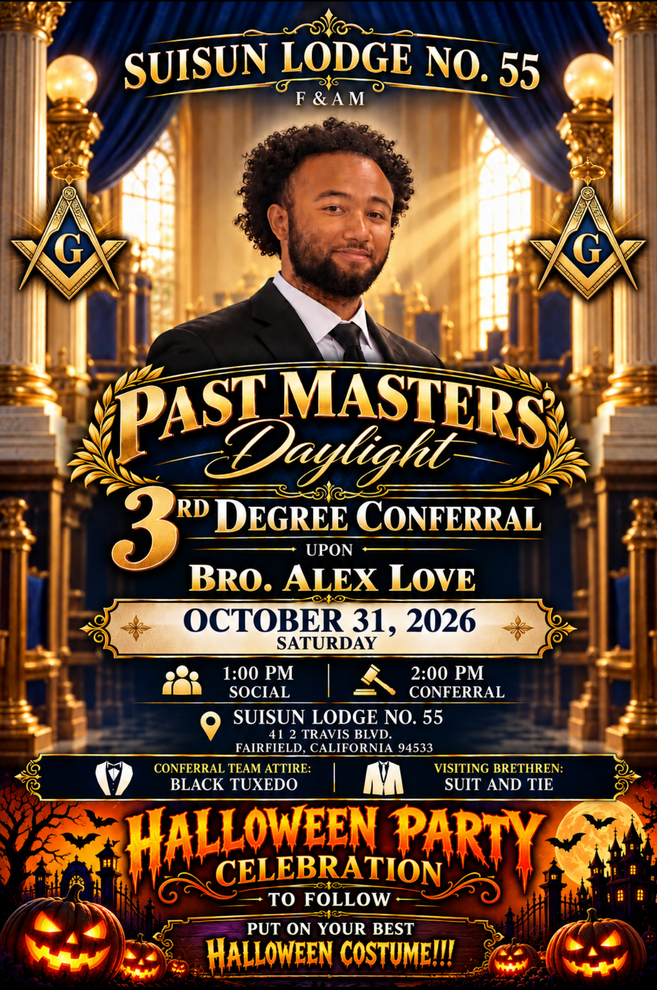 Past Masters Daylight — 3rd Degree Conferral for Bro. Alex Love flyer